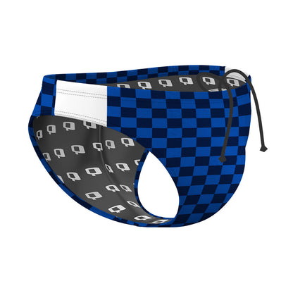Blue Checkered - Waterpolo Brief Swimsuit