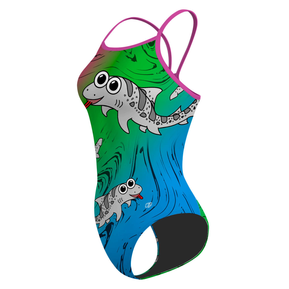 Sharkie SS Multicolor Dark (Michelle) - Skinny Strap Swimsuit