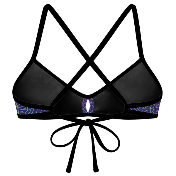 Purple Mandala Demi Tieback Bikini Top