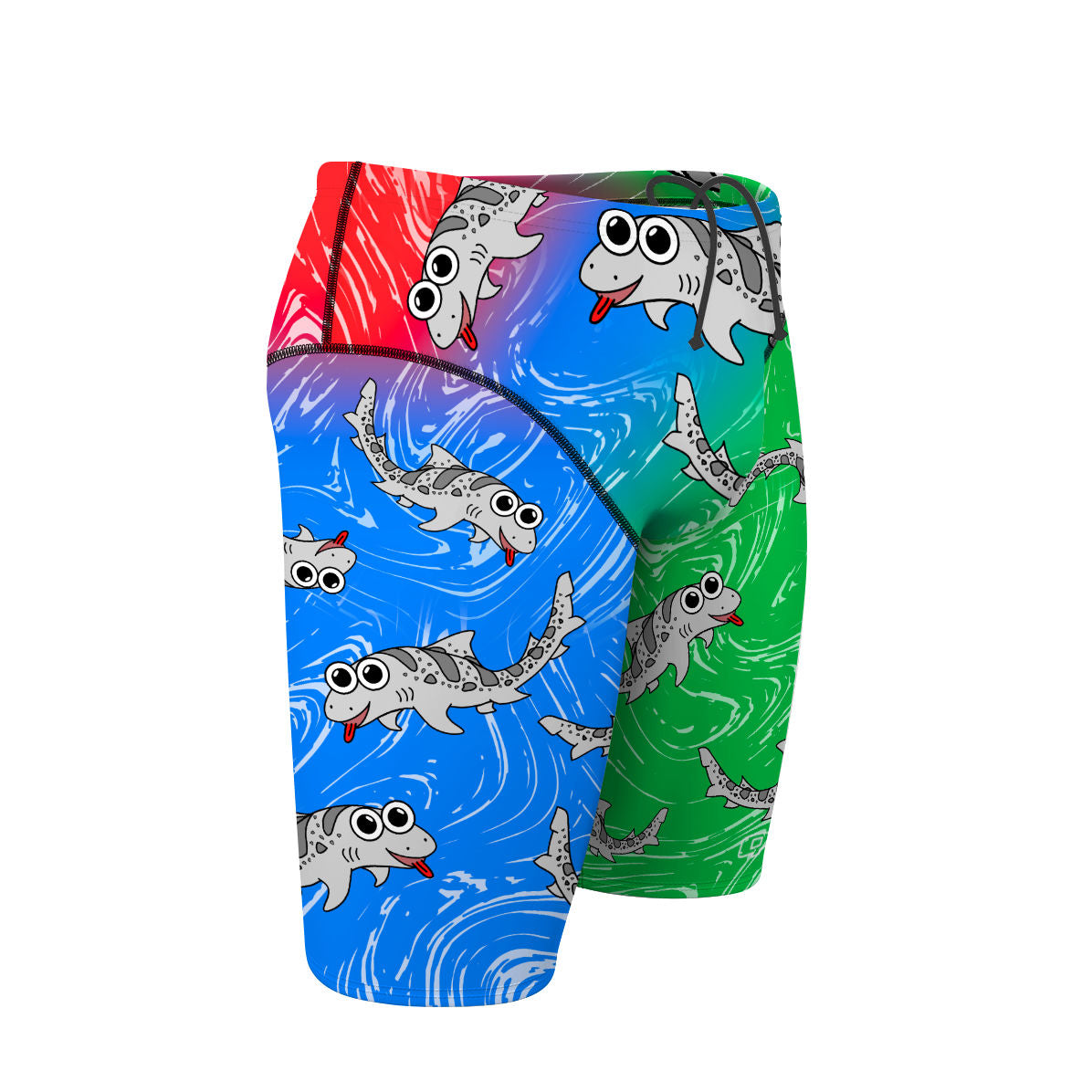 Sharkie Atlas Multicolor Solid Red-Blue-Green (John M) - Atlas Jammer Swimsuit