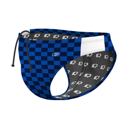 Blue Checkered - Waterpolo Brief Swimsuit