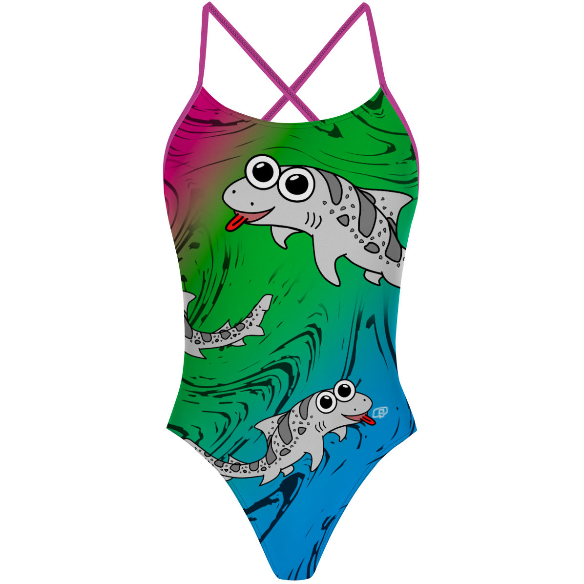 Sharkie X Back Multicolor Dark (Michelle) - "X" Back Swimsuit