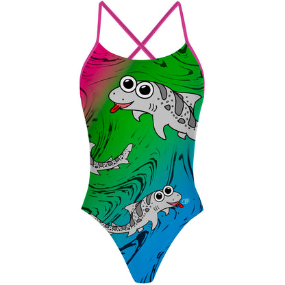 Sharkie X Back Multicolor Dark (Michelle) - "X" Back Swimsuit