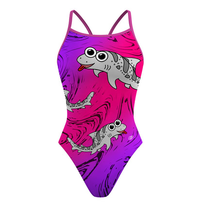 Sharkie Skinny Strap Purple Magenta Purple (Myhang) - Skinny Strap Swimsuit