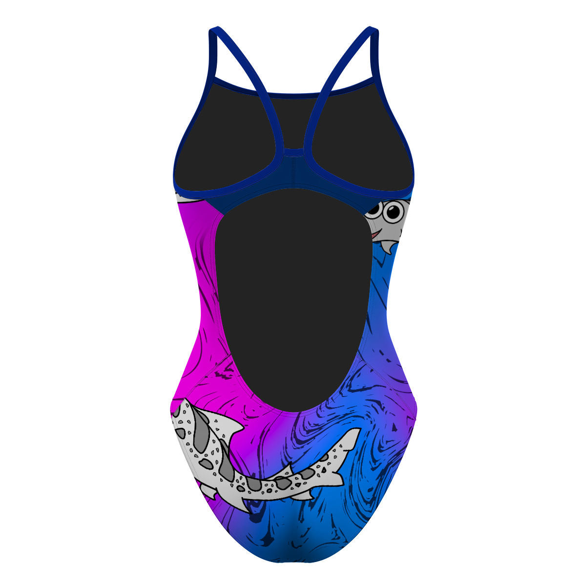 Sharkie SS V2 Blue Purple Dark (Carol) - Skinny Strap Swimsuit