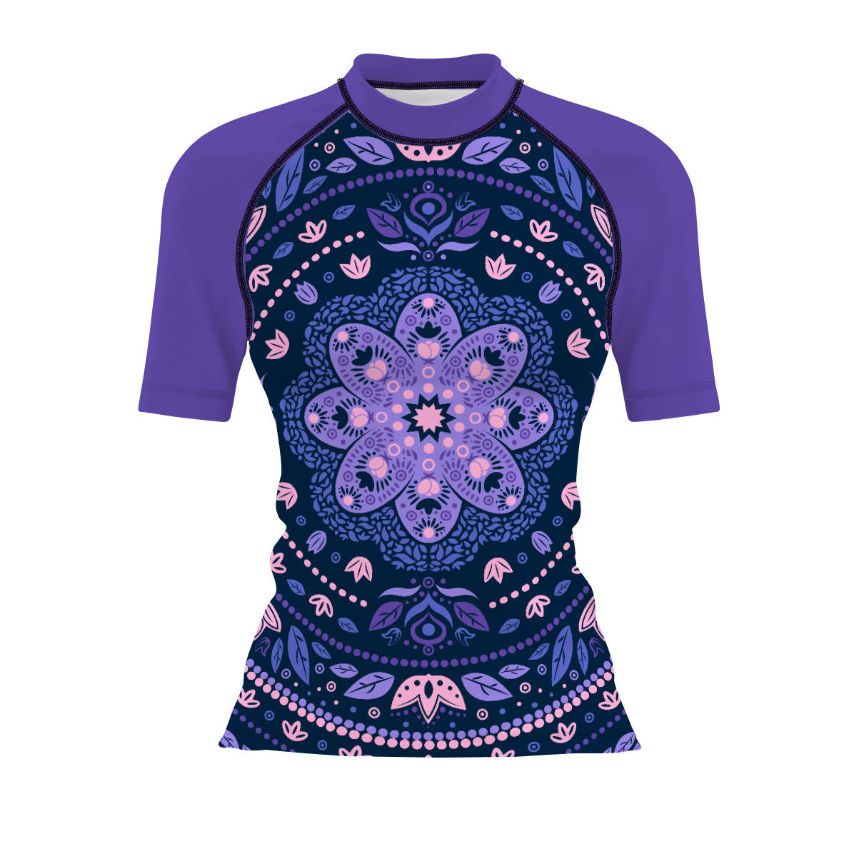 Delicated Mandala Women's Surf UPF50+ Short Sleeve Rash Guard