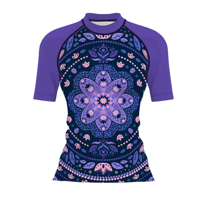 Delicated Mandala Women's Surf UPF50+ Short Sleeve Rash Guard