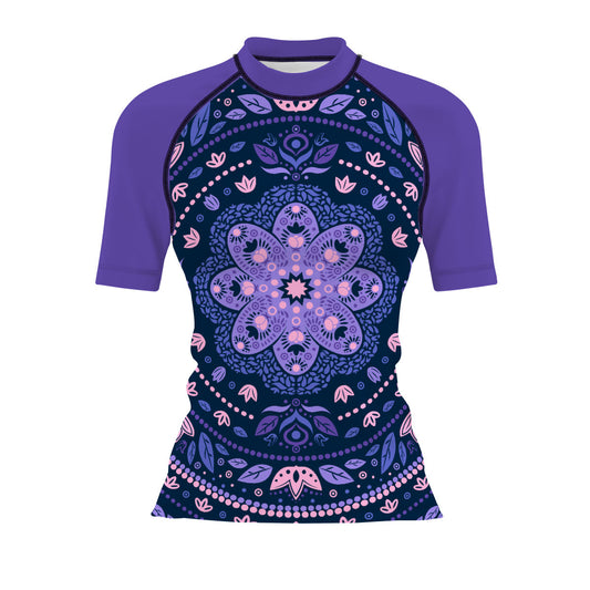Delicated Mandala Women's Surf UPF50+ Short Sleeve Rash Guard