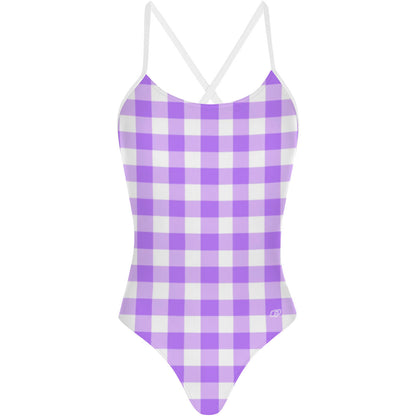 Purple Gingham Tie Back WS - Tieback One Piece Swimsuit
