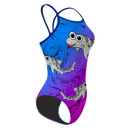 Sharkie SS V2 Blue Purple Dark (Carol) - Skinny Strap Swimsuit