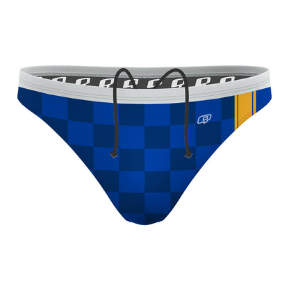 Blue Checkers - Waterpolo Brief Swimsuit