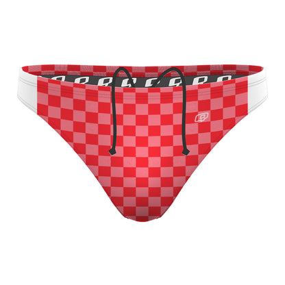 Pink Checkered - Waterpolo Brief Swimsuit