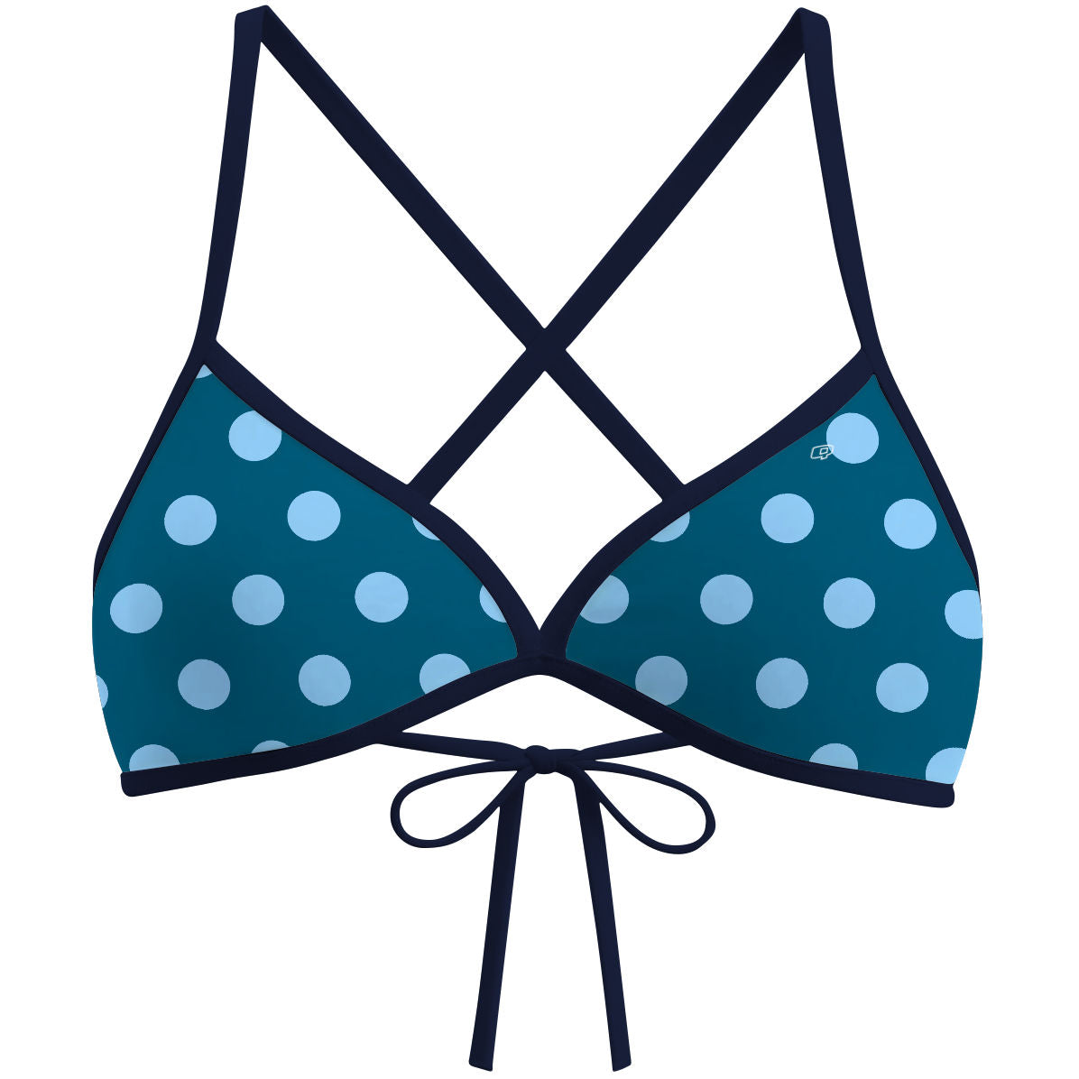 Teal-Blue Polka Dots - Tieback Bikini Top