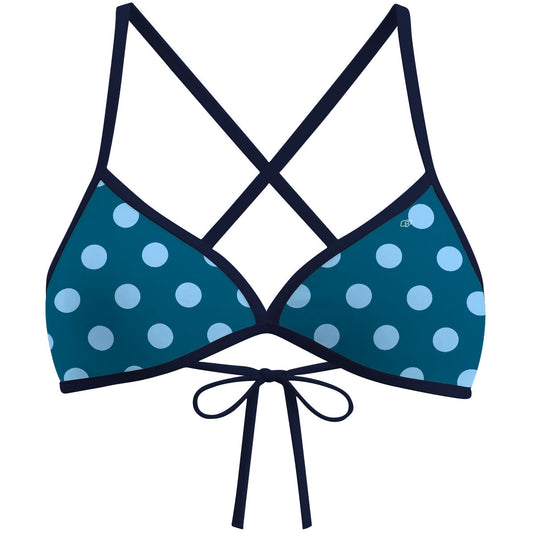 Teal-Blue Polka Dots - Tieback Bikini Top