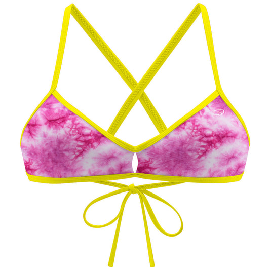 Tie Dye Pink Demi Tieback Bikini Top