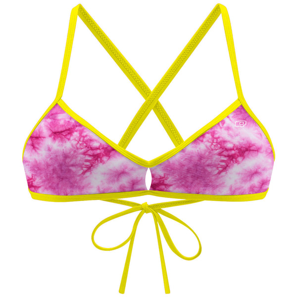 Tie Dye Pink Demi Tieback Bikini Top