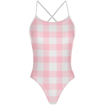 Pink Gingham X - "X" Back Swimsuit
