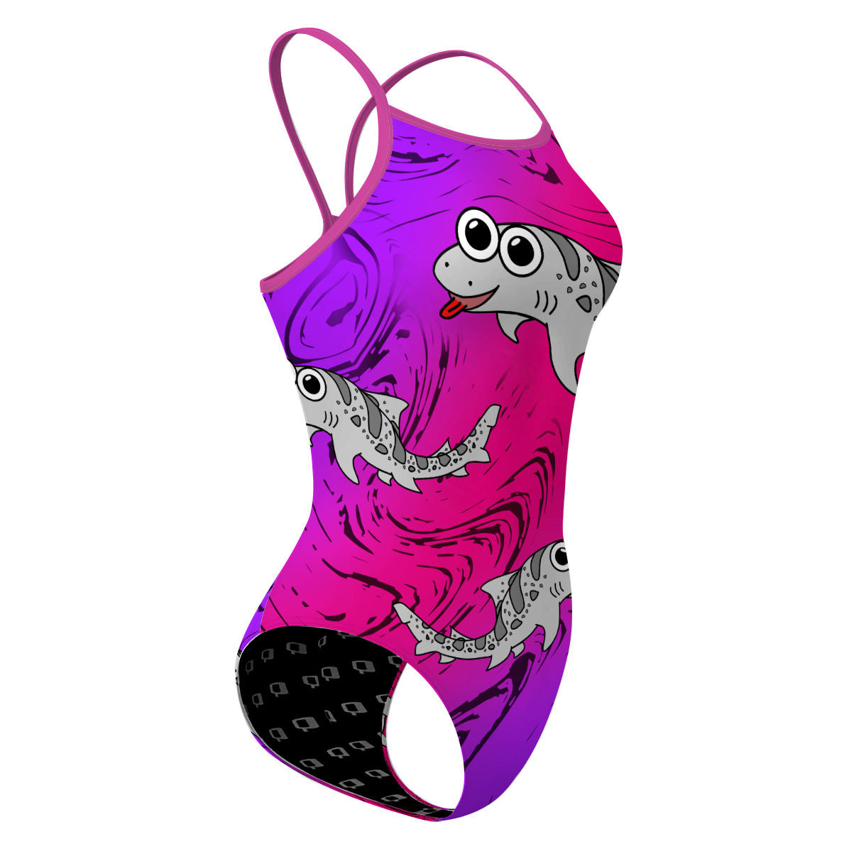 Sharkie Skinny Strap Purple Magenta Purple (Myhang) - Skinny Strap Swimsuit