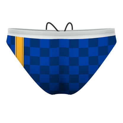 Blue Checkers - Waterpolo Brief Swimsuit