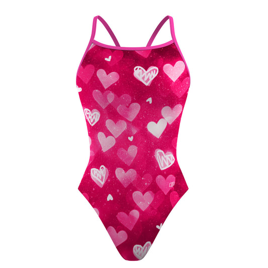 Love glitter pink - Sunback Tank Swimsuit