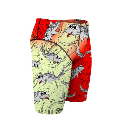 Sharkie Atlas Red Tan Red Dark (Ankit) - Atlas Jammer Swimsuit