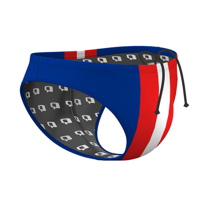 Royal Red & White Stipes - Waterpolo Brief Swimsuit