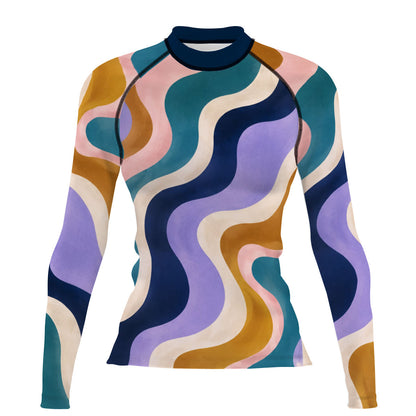 Retro Wave - Women's Surf UPF50+ Long Sleeve Rash Guard