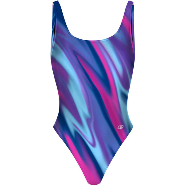 Amorphous Blur High Hip One Piece Swimsuit