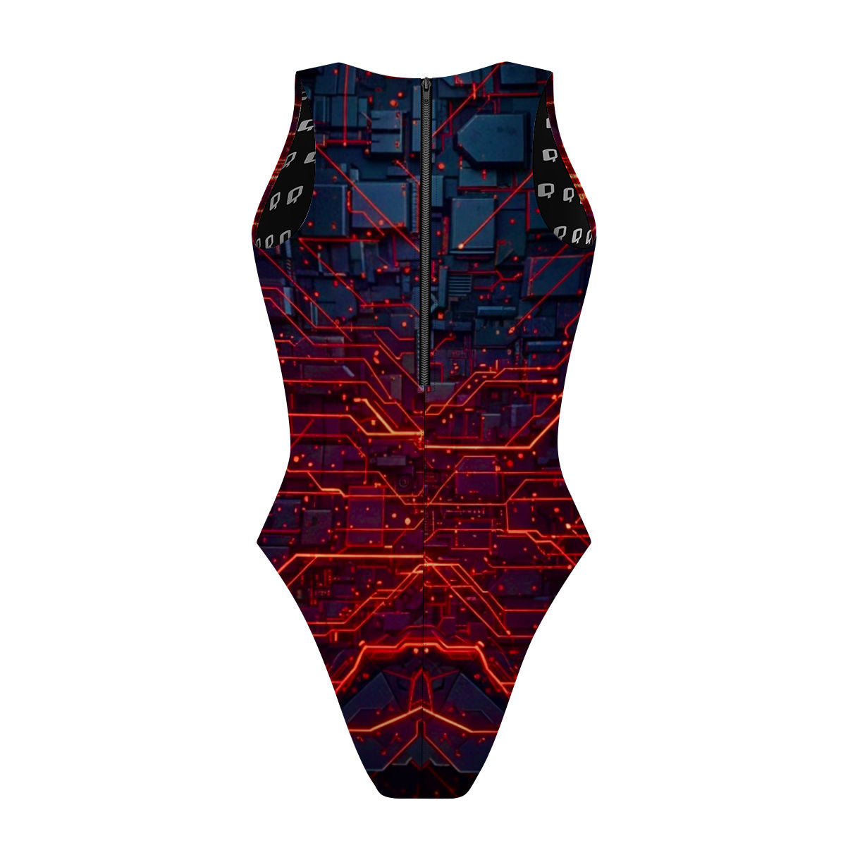 Red Circuit - Women's Waterpolo Swimsuit Cheeky Cut