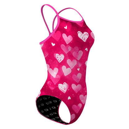 Love Glitter pink - Skinny Strap Swimsuit