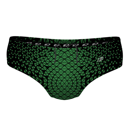 Black/ Green Geometry - Classic Brief Swimsuit