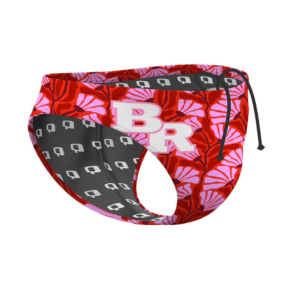Emily's Pink Poppy Floral Design - Waterpolo Brief Swimsuit