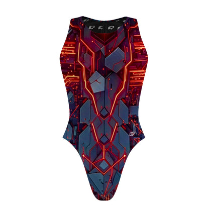 Red Circuit - Women's Waterpolo Swimsuit Cheeky Cut