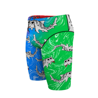 Sharkie Atlas Multicolor Solid Red-Blue-Green (John M) - Atlas Jammer Swimsuit