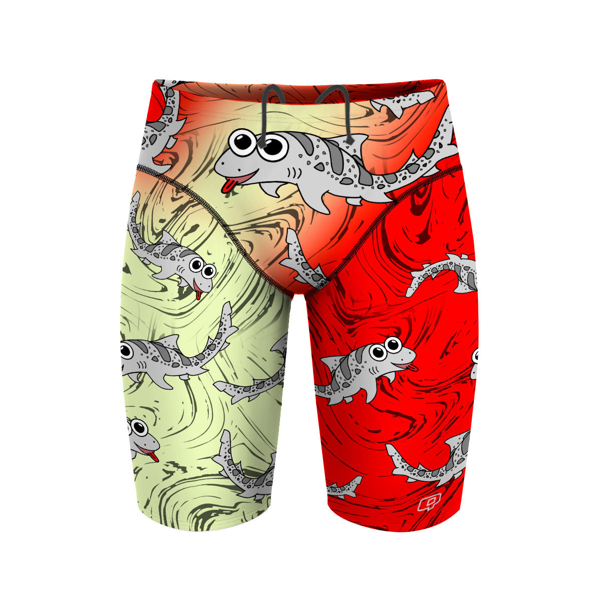 Sharkie Atlas Red Tan Red Dark (Ankit) - Atlas Jammer Swimsuit
