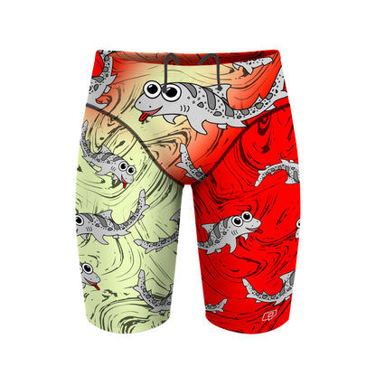Sharkie Atlas Red Tan Red Dark (Ankit) - Atlas Jammer Swimsuit