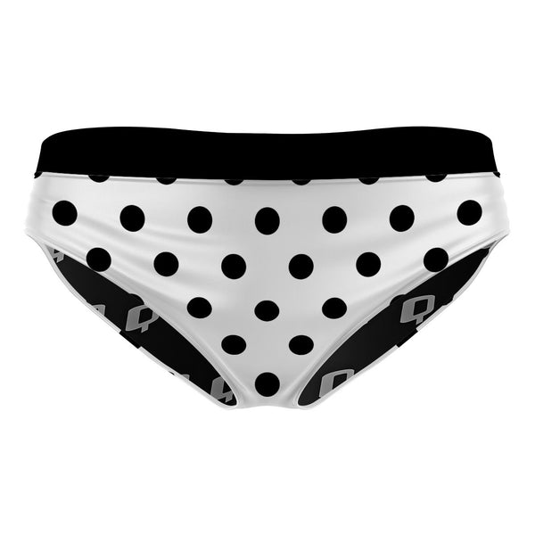 White Black Polka Dots - Classic Sports  Bikini Bottom
