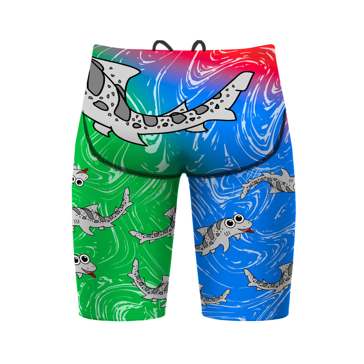 Sharkie Atlas Multicolor Solid Red-Blue-Green (John M) - Atlas Jammer Swimsuit