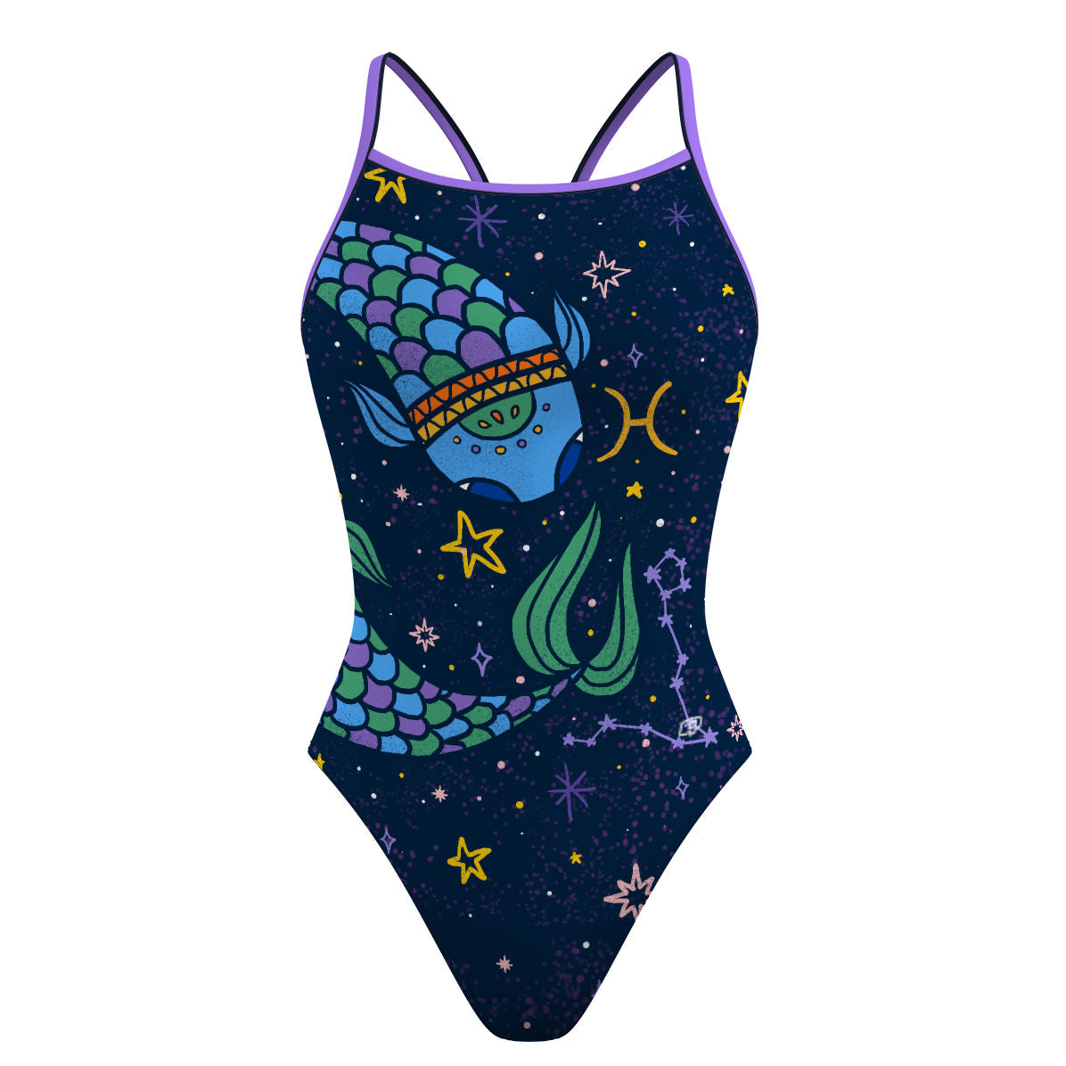 Pisces Zodiac Skinny Strap Swimsuit | Chlorine-Resistant PBT