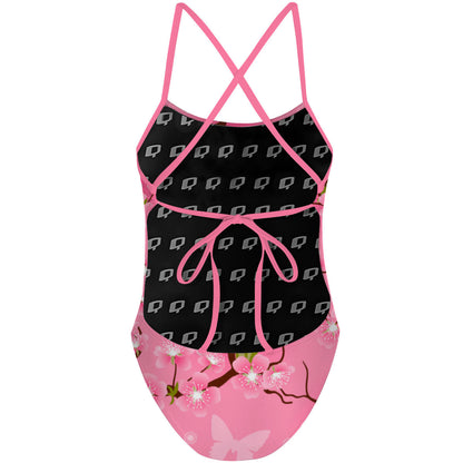 Cherry Blossom Tie BAck - Tieback One Piece Swimsuit