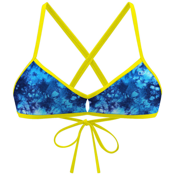 Tie Dye Blue Demi Tieback Bikini Top