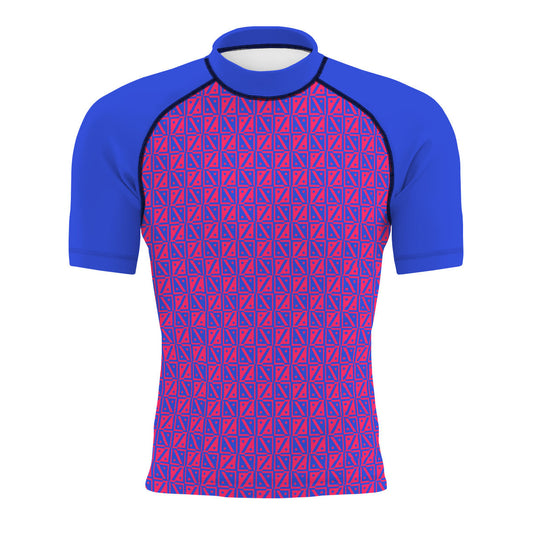 Diamond Grid Men's Surf UPF50+ Short Sleeve Rash Guard