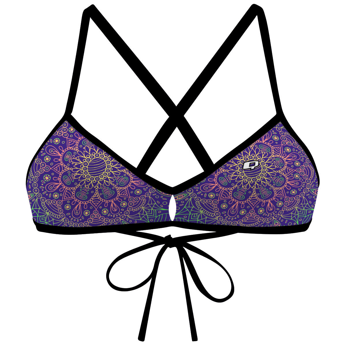 Purple Mandala Demi Tieback Bikini Top