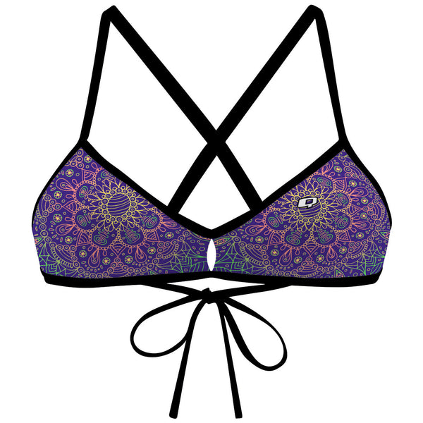 Purple Mandala Demi Tieback Bikini Top