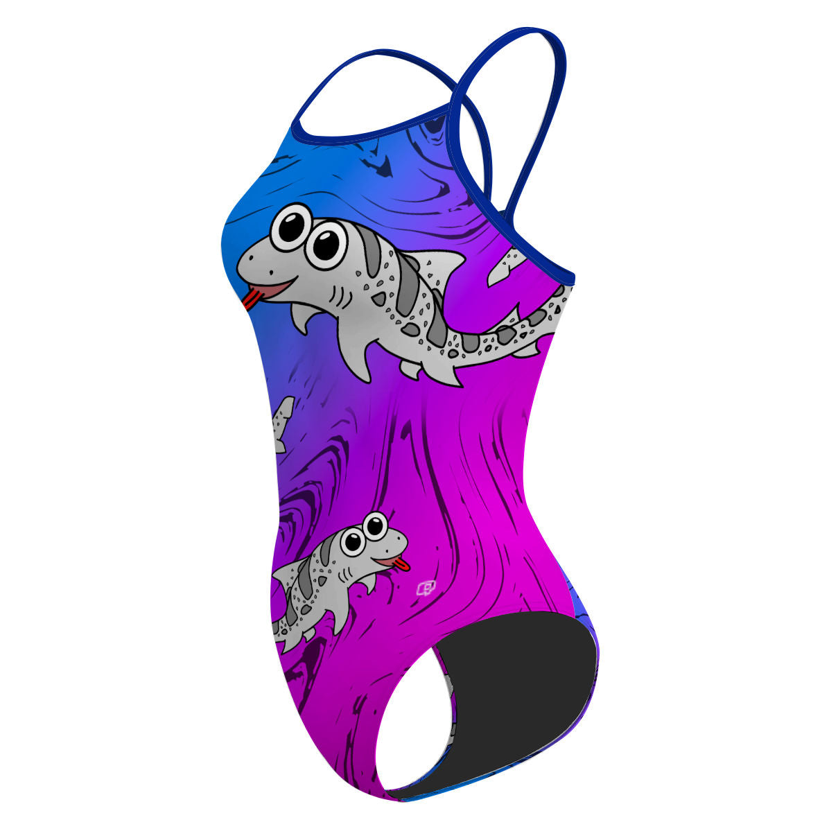 Sharkie SS V2 Blue Purple Dark (Carol) - Skinny Strap Swimsuit