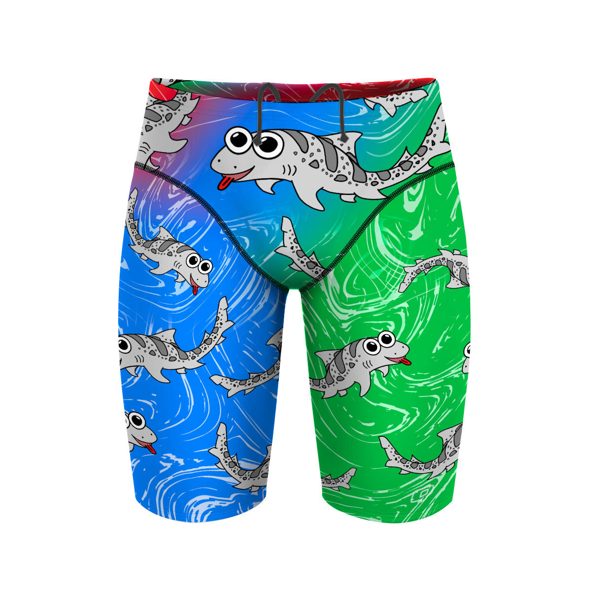 Sharkie Atlas Multicolor Solid Red-Blue-Green (John M) - Atlas Jammer Swimsuit
