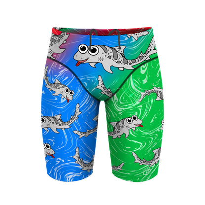 Sharkie Atlas Multicolor Solid Red-Blue-Green (John M) - Atlas Jammer Swimsuit