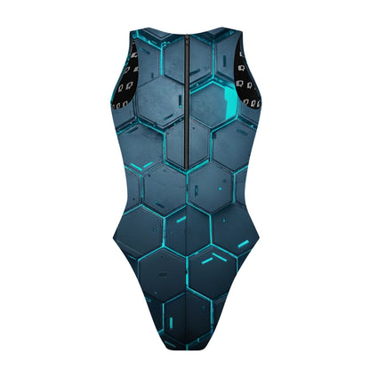 Blue Hex - Women's Waterpolo Swimsuit Cheeky Cut
