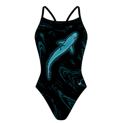 Tope Shark on Black Skinny Strap (Zana) - Skinny Strap Swimsuit