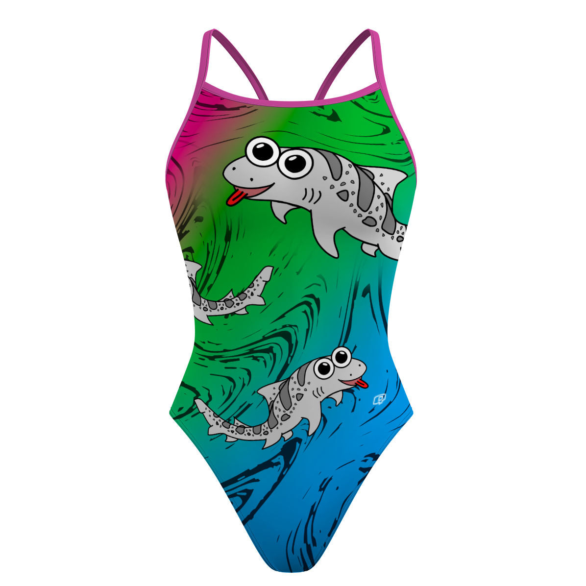 Sharkie SS Multicolor Dark (Michelle) - Skinny Strap Swimsuit